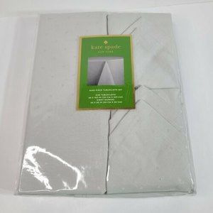 Kate Spade New York Larabee Dot 9 Pc Gray Cotton Tablecloth 60"x102" 8 Napkins